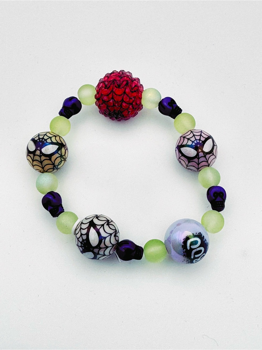 Multicolor Halloween Spider Hero Beaded Stretch Bracelet